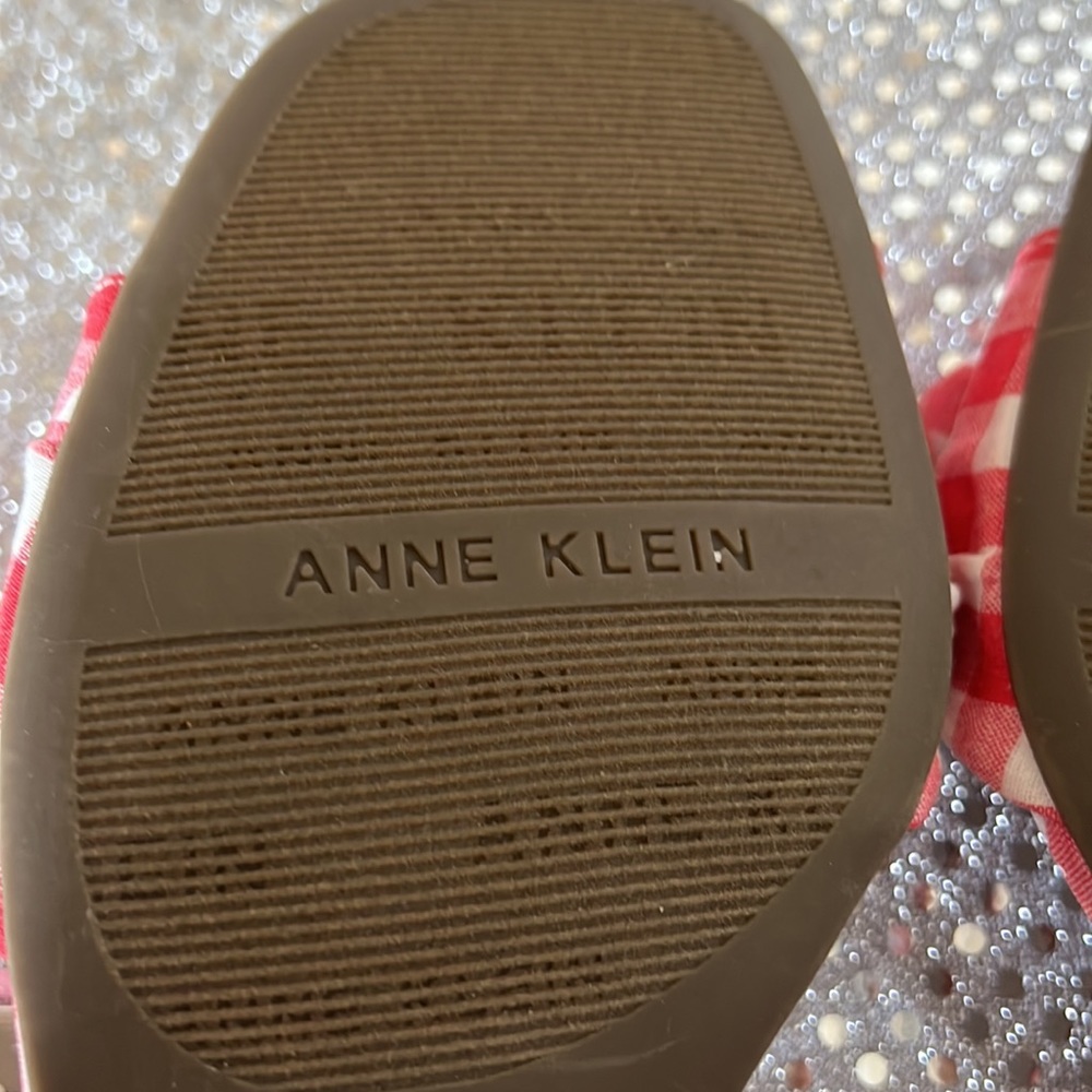 Anne Klein Red and White Checkered Sandals - Picture 11 of 15